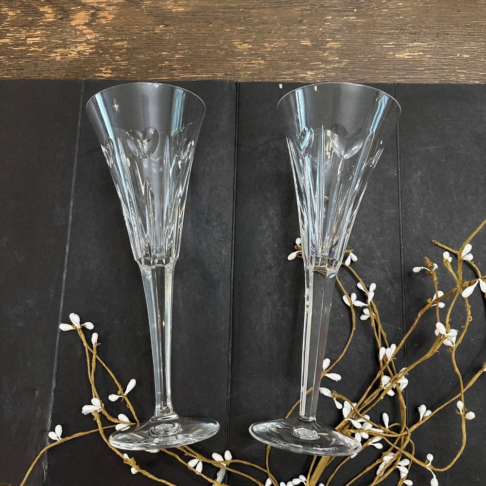Waterford Clear Lead Crystal Champagne Flutes (Pair)